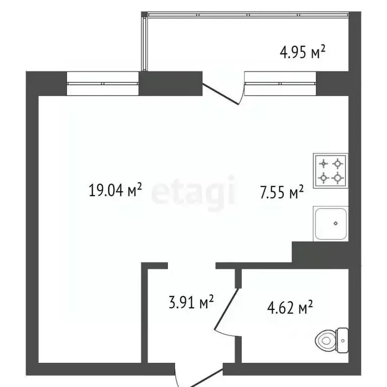 1-к кв. Красноярский край, Красноярск Соколовская ул., 20В (36.58 м) - Фото 2