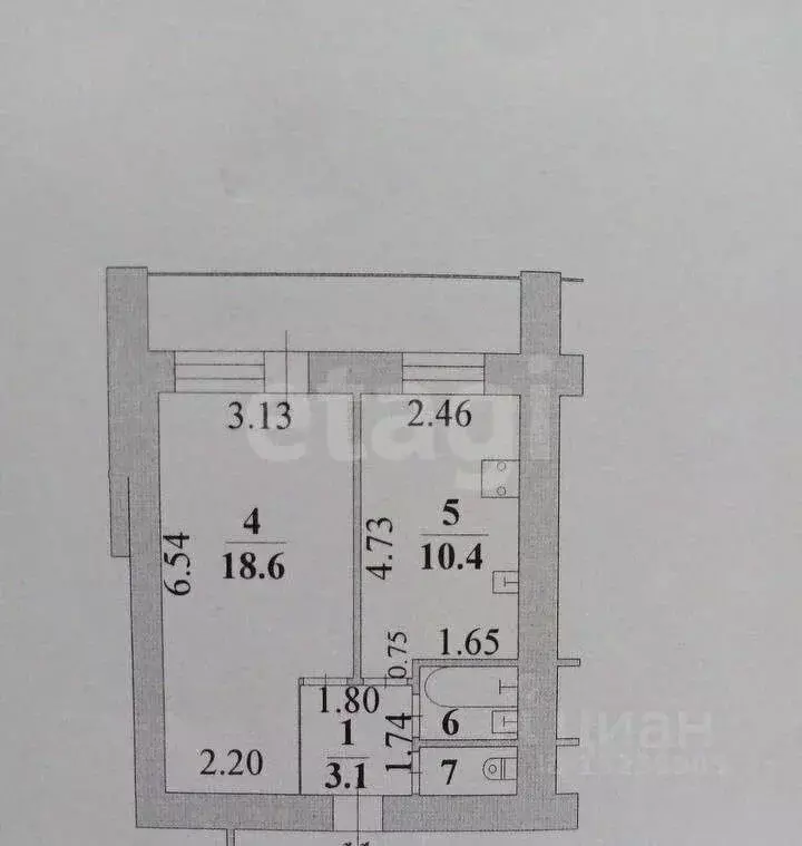 1-к кв. Липецкая область, Липецк ул. Циолковского, 29 (36.0 м) - Фото 2