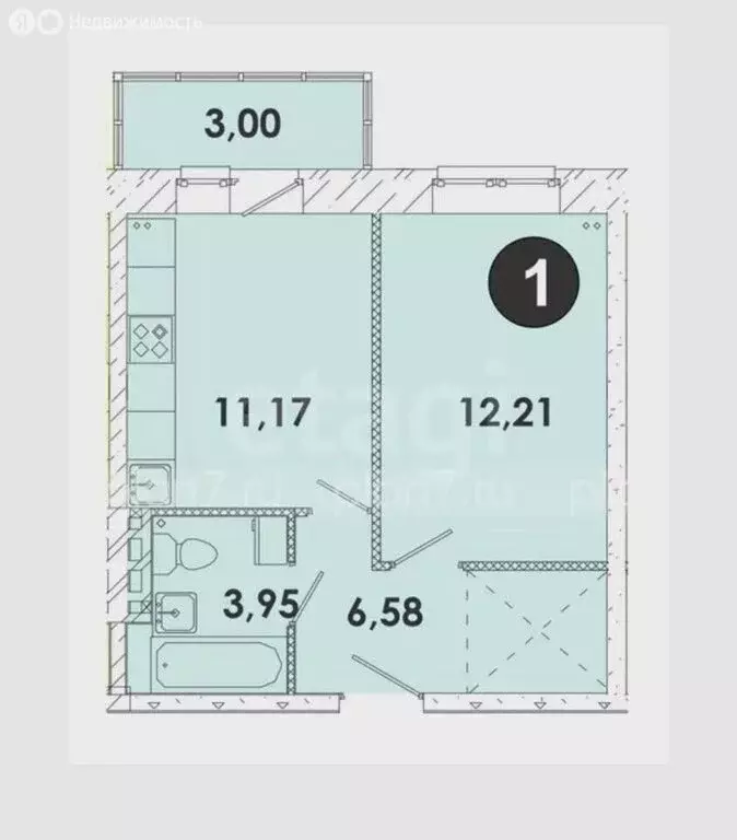 1-комнатная квартира: посёлок Дзержинск, микрорайон Современник, 25 ... - Фото 1