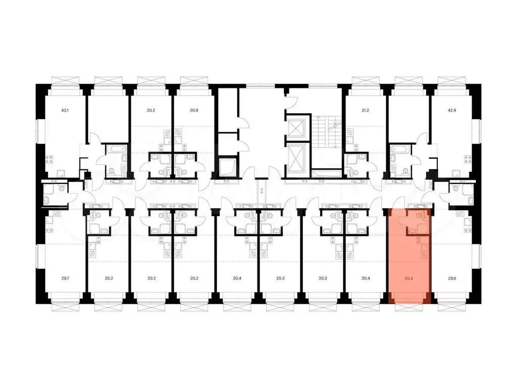 Квартира-студия, 20,4 м, 7/9 эт. - Фото 1