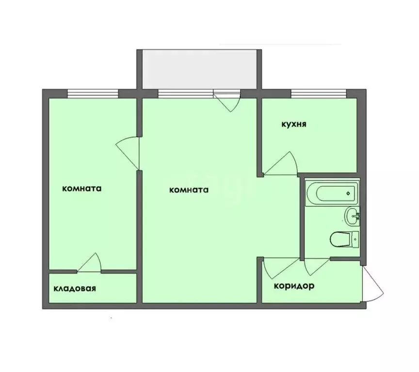 2-комнатная квартира: Узловая, улица Суворова, 15 (43.3 м) - Фото 1