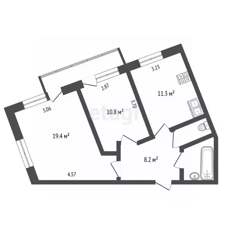 2-к кв. Москва Большая Декабрьская ул., 10 (54.7 м) - Фото 2