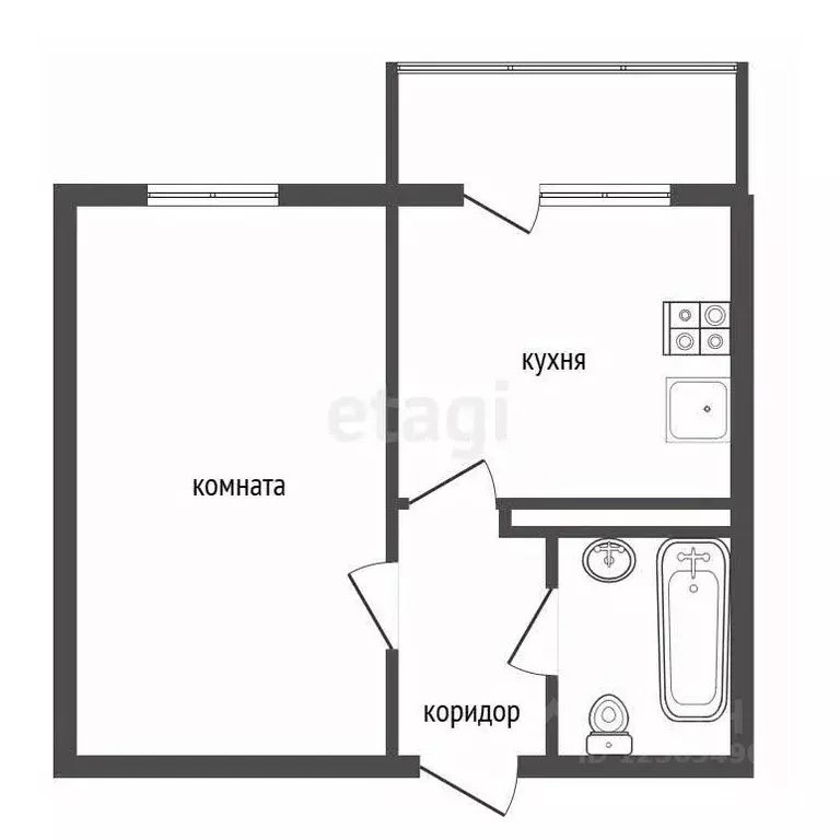 1-к кв. Воронежская область, Воронеж ул. Адмирала Чурсина, 12 (37.3 м) - Фото 1
