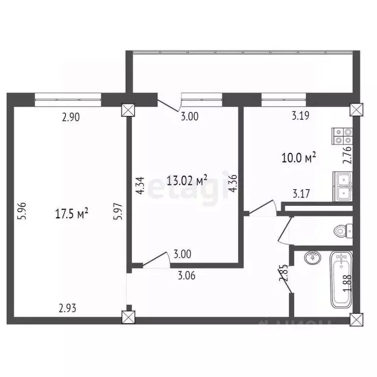 2-к кв. Вологодская область, Вологда Рабочая ул., 1Б (53.1 м) - Фото 1