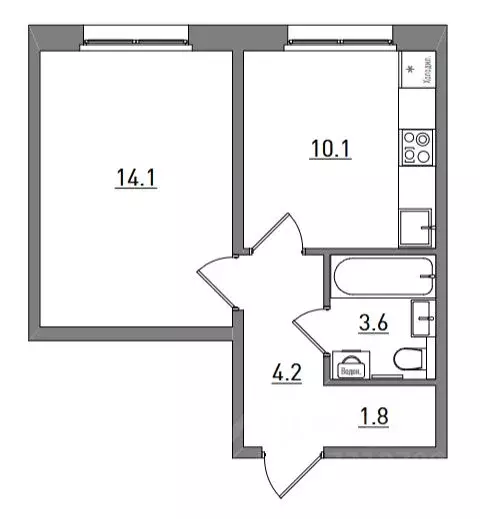 1-к кв. Кировская область, Киров ул. Чистопрудненская, 13А (33.8 м) - Фото 1