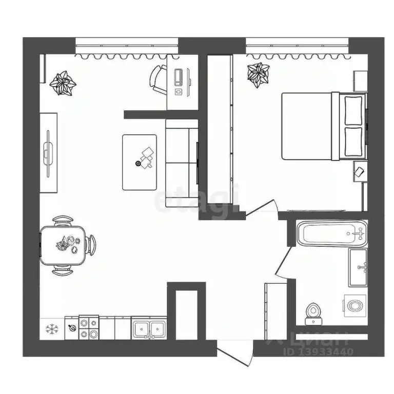 1-к кв. Тюменская область, Тюмень ул. Виктора Тимофеева, 10 (35.0 м) - Фото 2