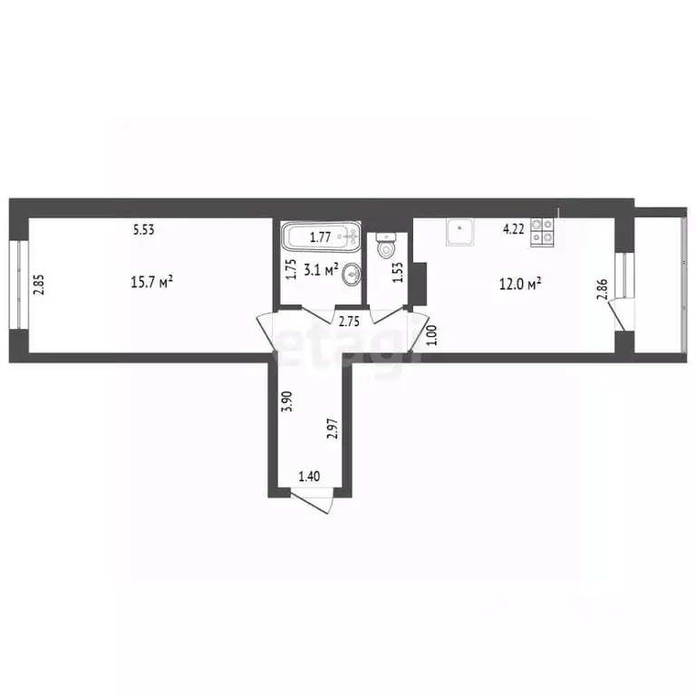 1-к кв. Мордовия, Саранск ул. Косарева, 81 (41.0 м) - Фото 2