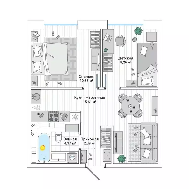 2-к кв. Приморский край, Владивосток ул. Нейбута (42.2 м) - Фото 1