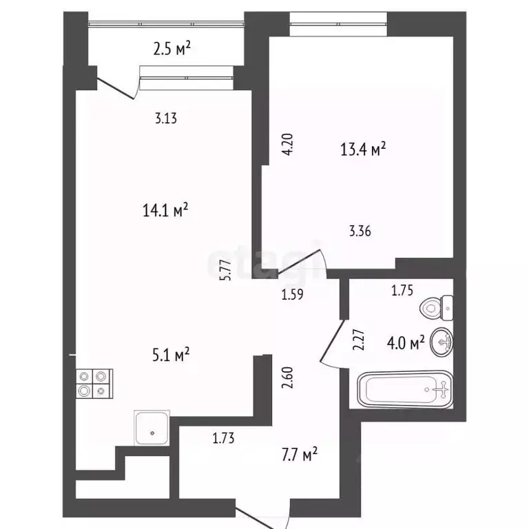 1-к кв. Тюменская область, Тюмень ул. Молодогвардейцев, 5к1 (44.3 м) - Фото 1