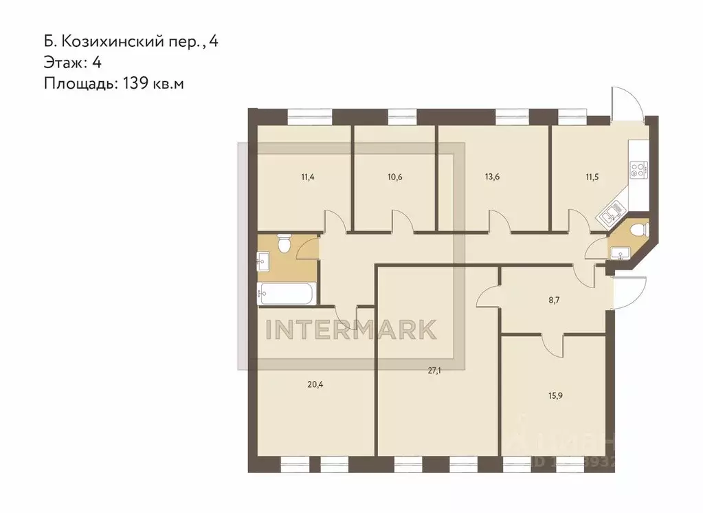 6-к кв. Москва Большой Козихинский пер., 4 (139.0 м) - Фото 2