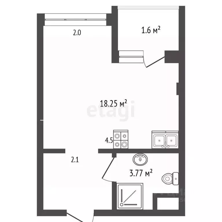 Студия Севастополь ш. Фиолентовское, 134к1 (30.0 м) - Фото 2