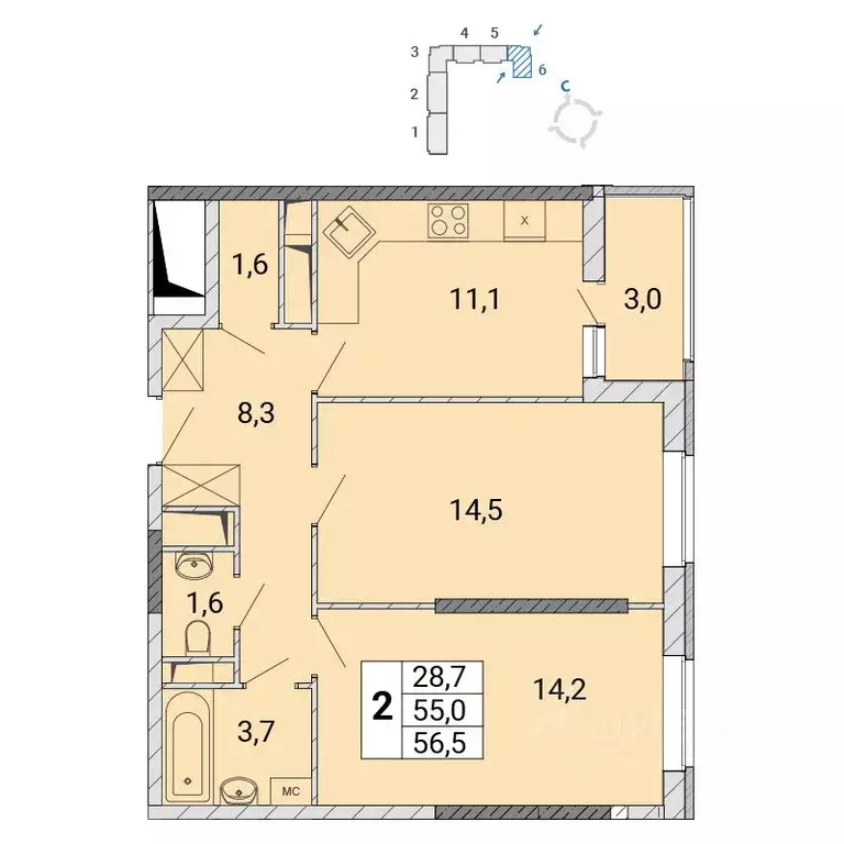 2-к кв. Московская область, Балашиха Железнодорожный мкр, ул. ... - Фото 1