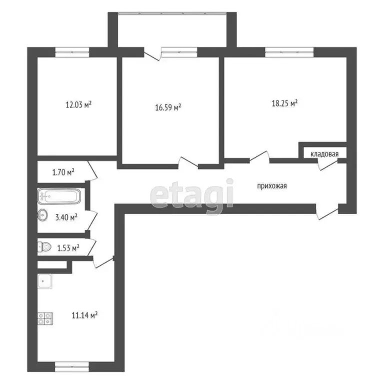 3-к кв. Калужская область, Калуга ул. Пухова, 56 (85.63 м) - Фото 2