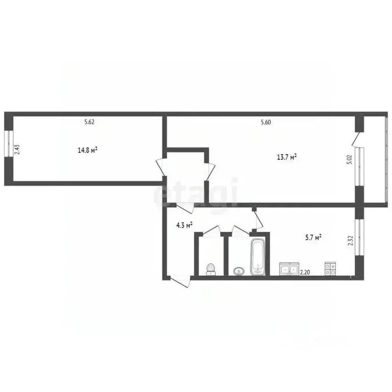 2-к кв. Архангельская область, Новодвинск Солнечная ул., 16 (43.6 м) - Фото 1