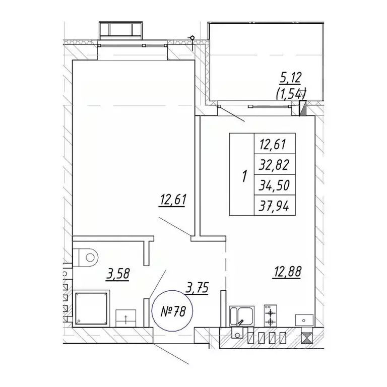 1-к кв. Калининградская область, Зеленоградск  (37.94 м) - Фото 1