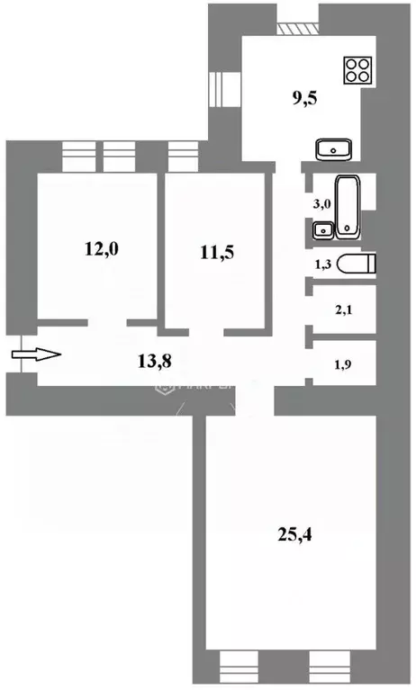 3-к кв. Санкт-Петербург Большой Сампсониевский просп., 18 (80.5 м) - Фото 2