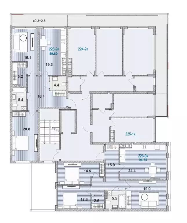 2-к кв. Калининградская область, Зеленоградск ул. Гагарина, 87 (89.6 ... - Фото 1