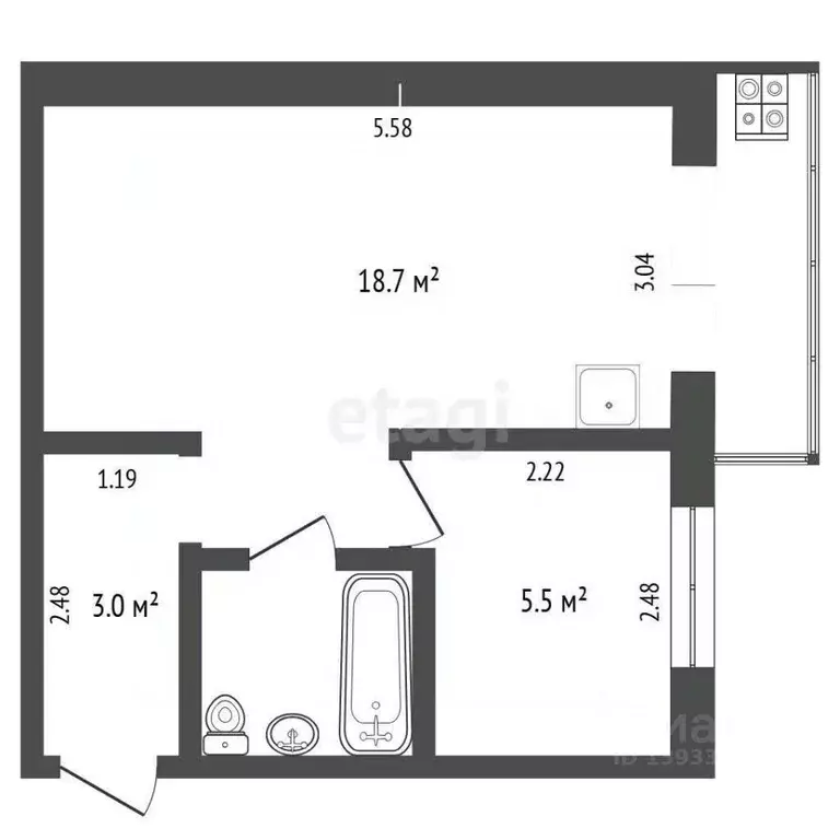1-к кв. Тюменская область, Тюмень ул. Осипенко, 41 (29.8 м) - Фото 2