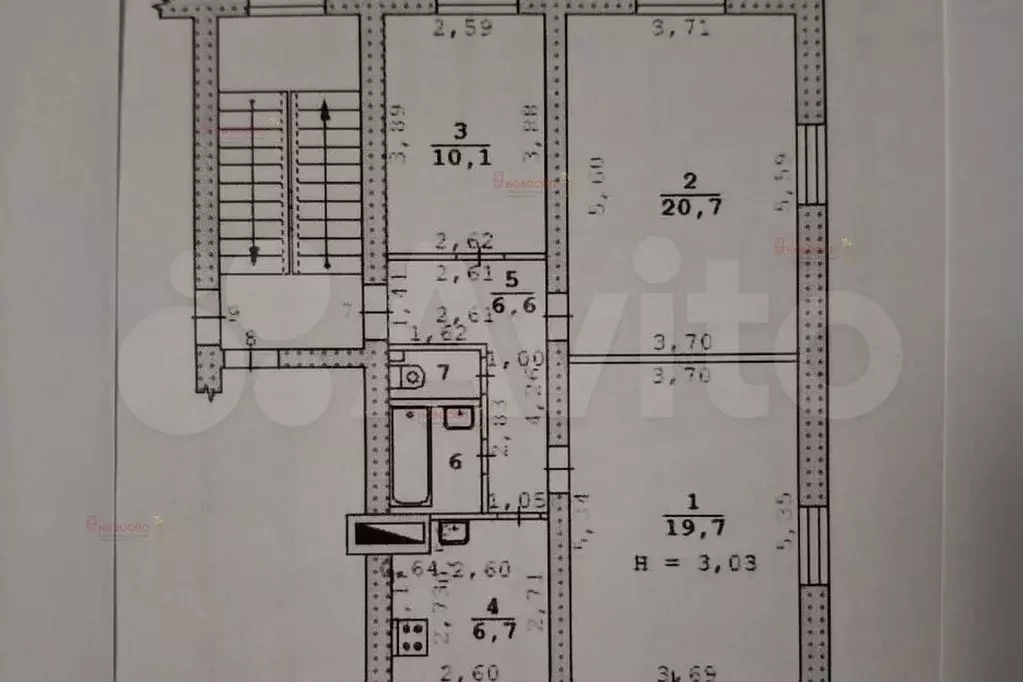 3-к. квартира, 67 м, 3/3 эт. - Фото 0