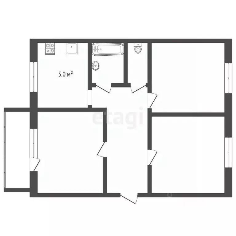 3-к кв. Свердловская область, Туринск ул. Ленина, 47 (61.9 м) - Фото 2
