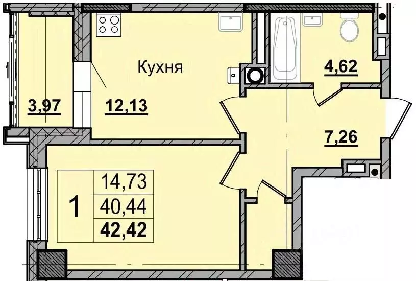 1-к кв. Саха (Якутия), Якутск просп. Михаила Николаева, 31/5 (42.53 м) - Фото 0