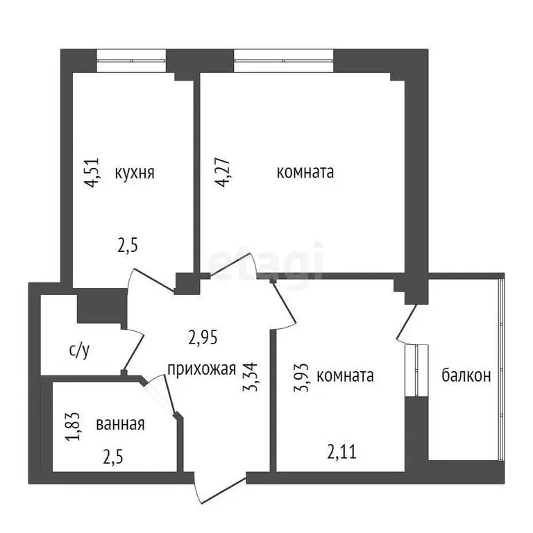 2-комнатная квартира: Красноярск, улица Калинина, 47Л (55.5 м) - Фото 0