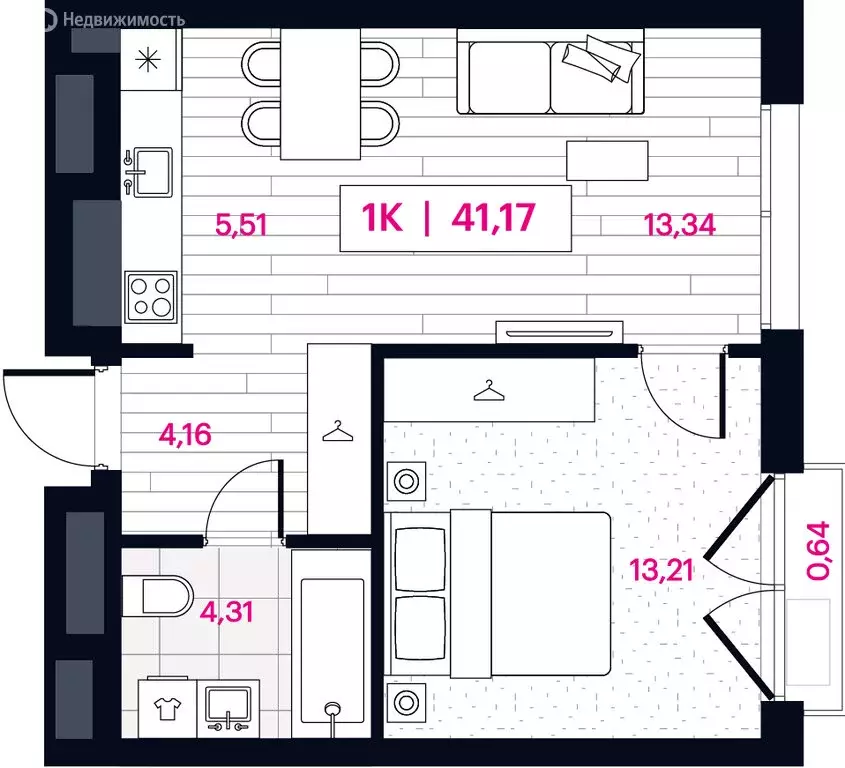 1-комнатная квартира: Омск, ЖК Пушкина 77 (41.17 м) - Фото 0