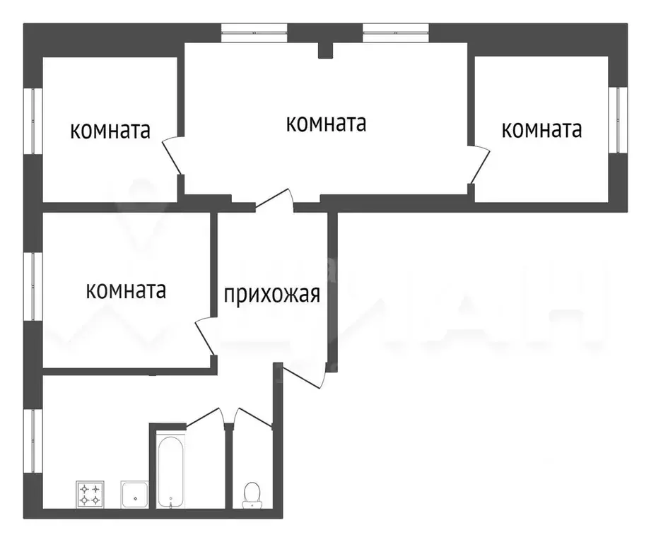 4-к кв. Красноярский край, Красноярск ул. Щорса, 77 (64.5 м) - Фото 2