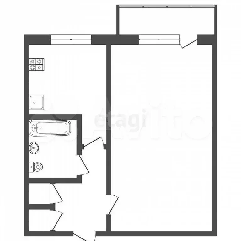 1-к. квартира, 29,1 м, 3/5 эт. - Фото 0