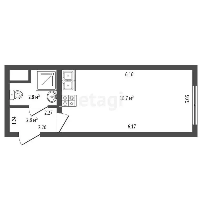 Квартира-студия: Санкт-Петербург, проспект Крузенштерна, 4 (24 м) - Фото 1