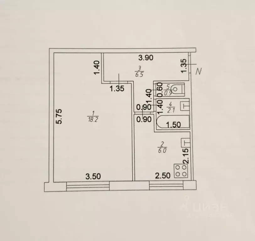 1-к кв. Татарстан, Казань ул. Дементьева, 9 (33.0 м) - Фото 0