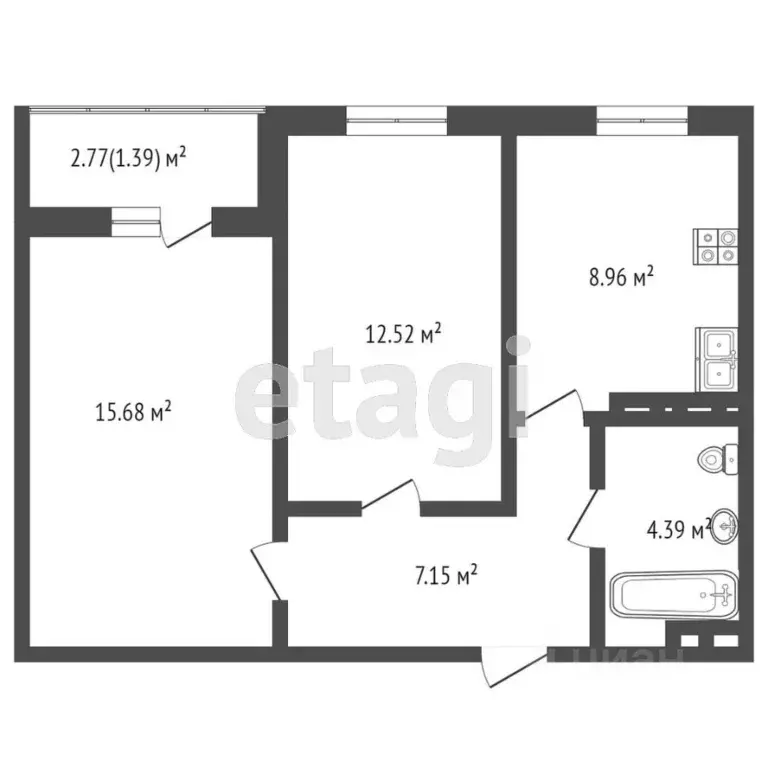 2-к кв. Московская область, Дмитров Сенная ул., 24 (48.7 м) - Фото 2