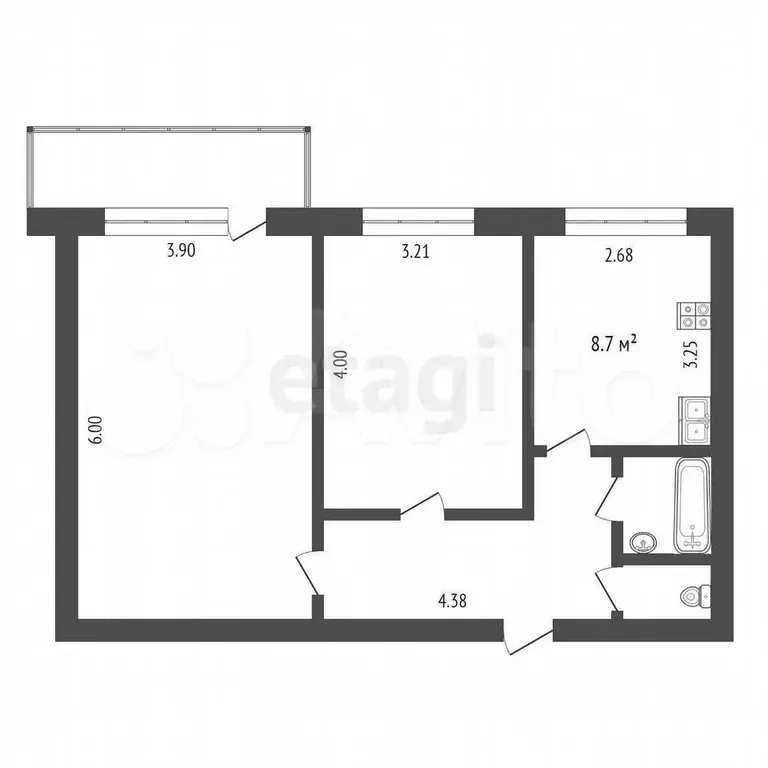 2-к. квартира, 51 м, 2/5 эт. - Фото 0