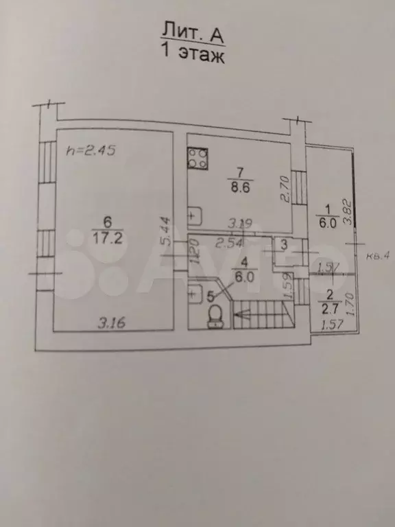 4-к. квартира, 65 м, 1/2 эт. - Фото 1