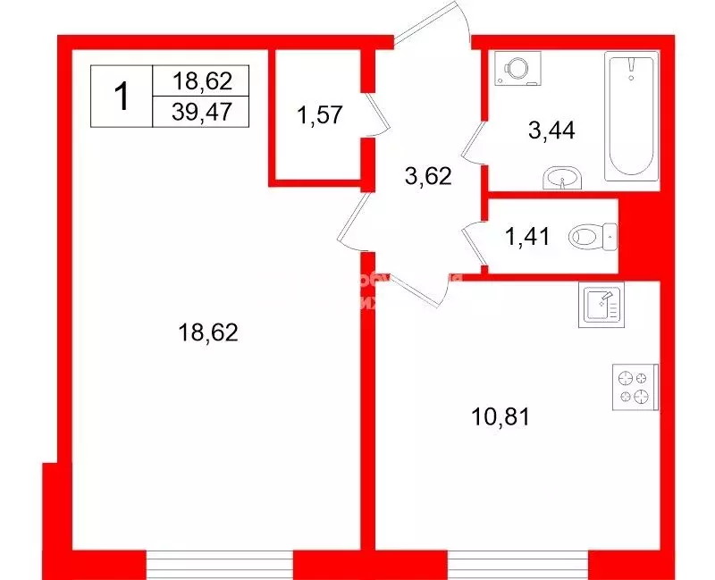 1-к кв. Санкт-Петербург ул. Богословская, 4к1 (39.3 м) - Фото 2