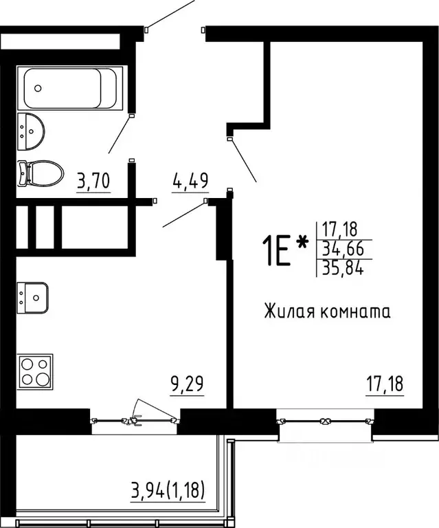 1-к кв. Татарстан, Казань Притяжение жилой комплекс, 2 (35.84 м) - Фото 0