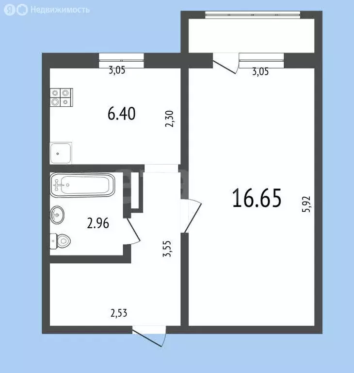 1-комнатная квартира: Ульяновск, улица Ефремова, 95 (31.2 м) - Фото 1