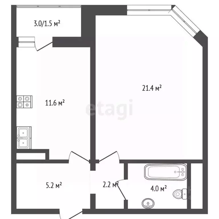 1-к кв. Москва Левобережная ул., 4к12 (45.9 м) - Фото 2