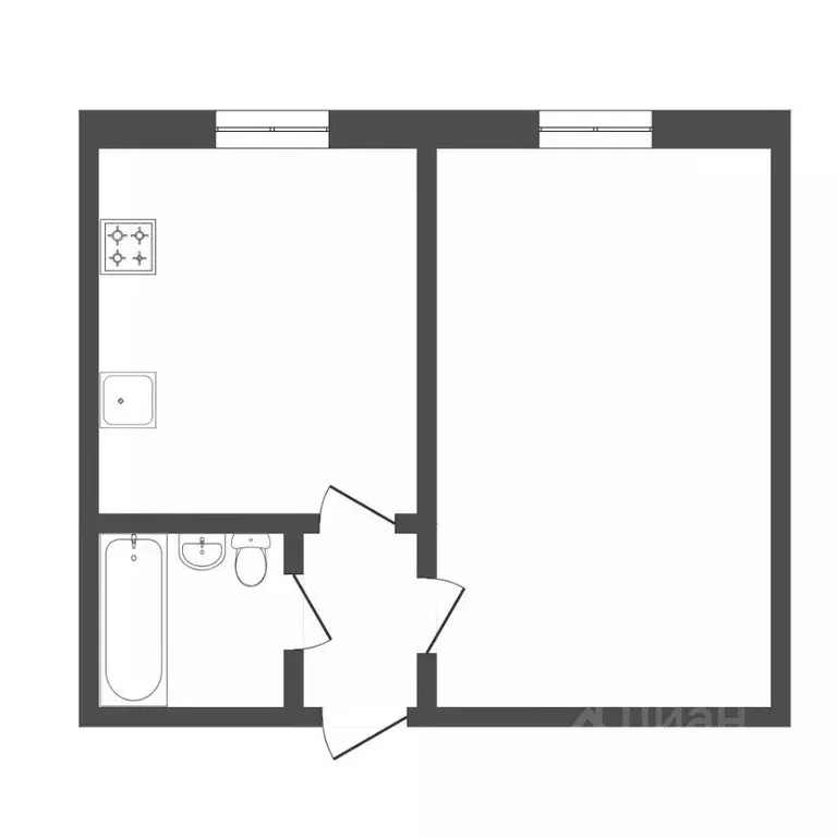 1-к кв. Тюменская область, Тюмень Олимпийская ул., 30 (33.2 м) - Фото 1