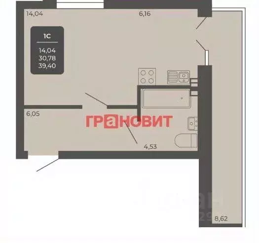 1-к кв. новосибирская область, новосибирск автогенная ул, 75 (39.4 м) - Фото 1