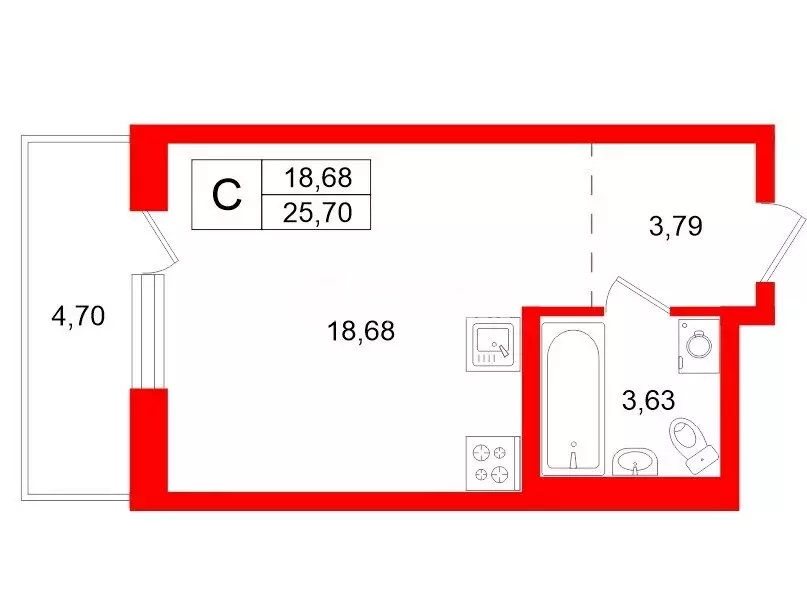 Квартира-студия: Бугры, Тихая улица, 3к2 (25.7 м) - Фото 1
