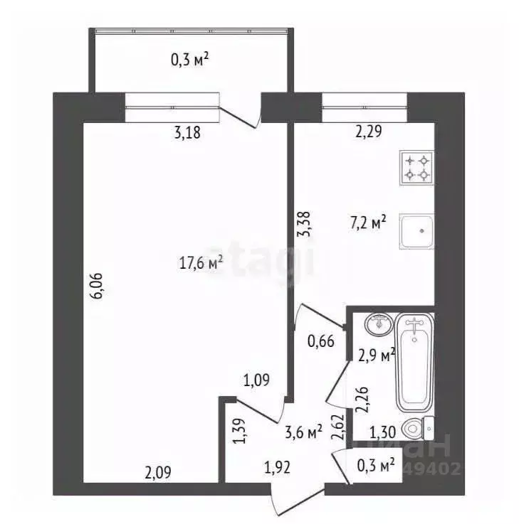 1-к кв. Башкортостан, Уфа ул. Цюрупы, 84 (34.0 м) - Фото 2