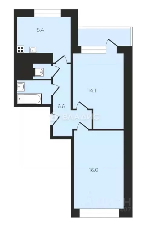 2-к кв. Москва просп. Вернадского, 54 (49.3 м) - Фото 1