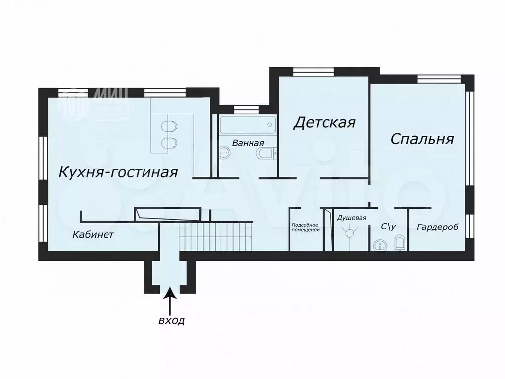 3-к. квартира, 91,8 м, 2/2 эт. - Фото 0