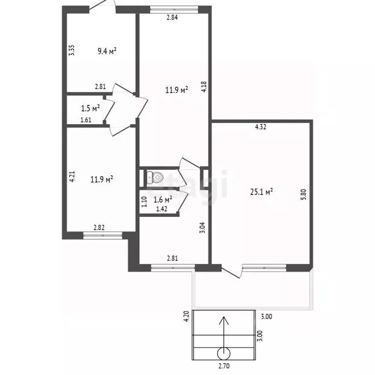 Помещение свободного назначения в Тюменская область, Тобольск 8-й мкр, ... - Фото 2