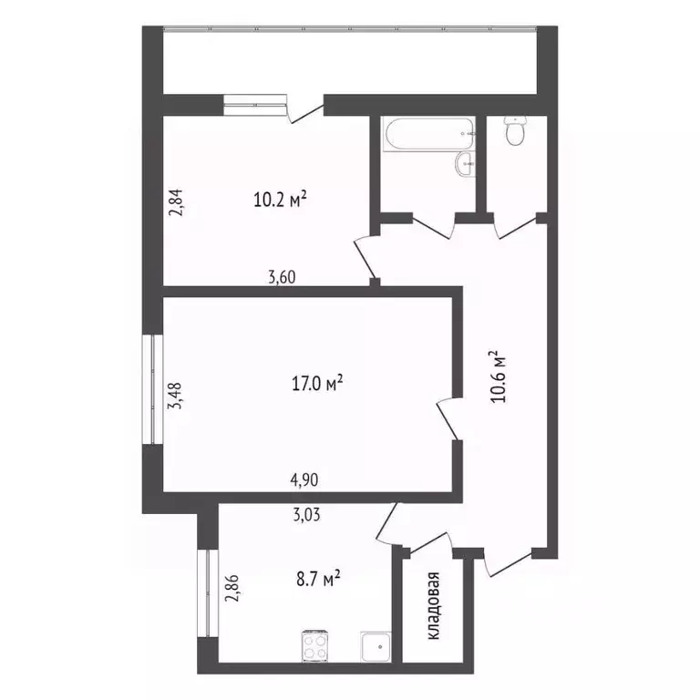 2-к кв. Омская область, Омск Заозерная ул., 24 (51.7 м) - Фото 2