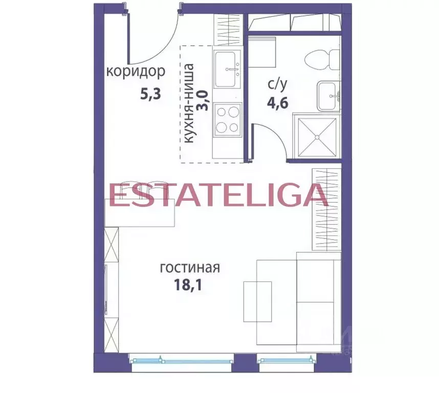 Студия Москва ул. Крузенштерна, 7 (30.7 м) - Фото 2