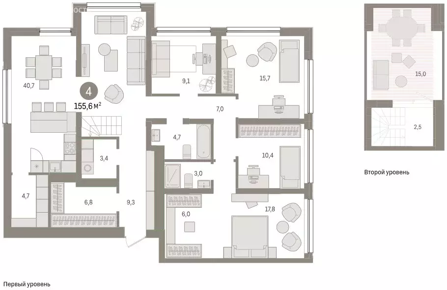 4-комнатная квартира: Тюмень, улица Павла Фитина, 3 (155.16 м) - Фото 2