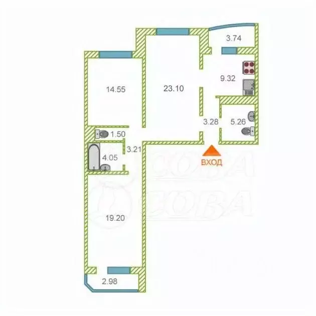 3-к кв. Тюменская область, Тюмень ул. Монтажников, 34 (83.0 м) - Фото 2
