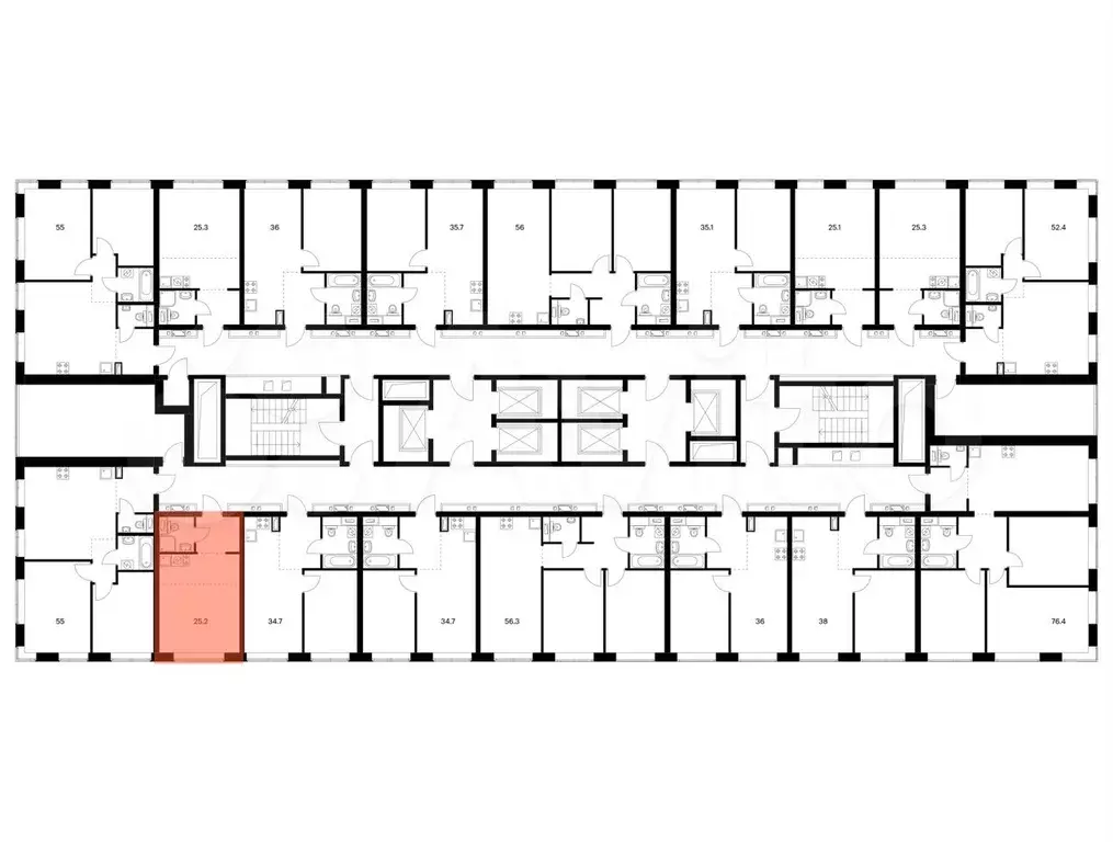 Квартира-студия, 25,2 м, 29/62 эт. - Фото 1